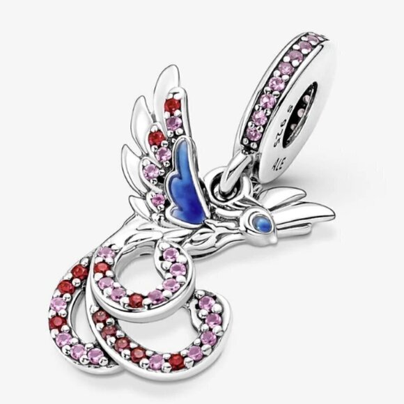 Sterling Silver Chinese Mythical Phoenix Dangle Charm - Picture 1 of 6